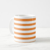 Oranje en witte horizontale streep koffiemok (Voorkant links)