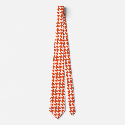 Oranje en witte Houndstooth-controle Stropdas (Voorkant)