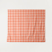 Oranje en witte Houndstooth-controle Wandkleed (Voorkant (horizontaal))
