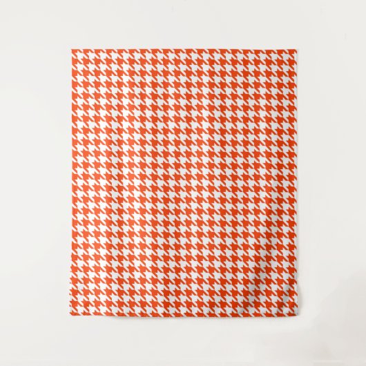 Oranje en witte Houndstooth-controle Wandkleed (Voorkant)