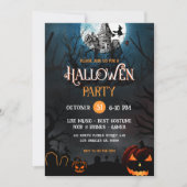 Oranje en Witte HuisHalloween Party Uitnodigen Kaart (Voorkant)