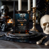 Oranje en Witte HuisHalloween Party Uitnodigen Kaart