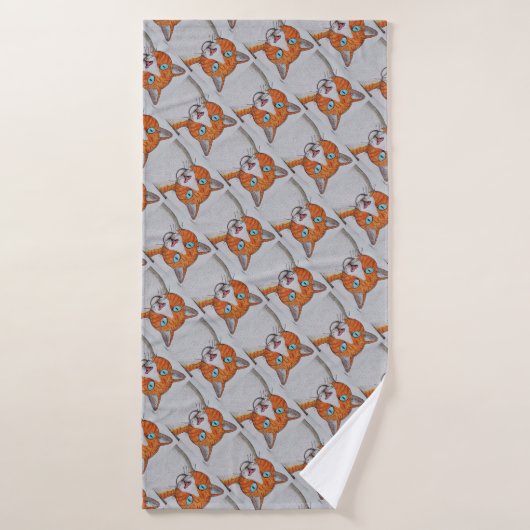 Oranje en witte kat Handdoek (Badhanddoek)