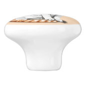 Oranje en witte kat keramische knop (Zijkant)