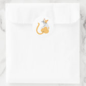 Oranje en Witte Kat Knuffel Kitty Sticker  (Tas)
