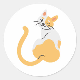 Oranje en Witte Kat Knuffel Kitty Sticker 