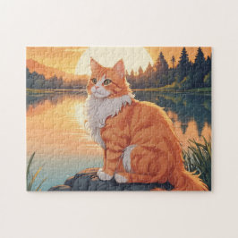 Oranje en Witte Kat Legpuzzel