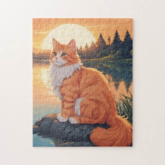 Oranje en Witte Kat Legpuzzel (Verticaal)
