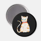 Oranje en Witte Kat Magneet (Voorkant / Achterkant)