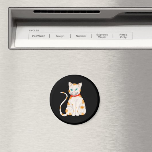 Oranje en Witte Kat Magneet (Insitu (Vaatwasser))
