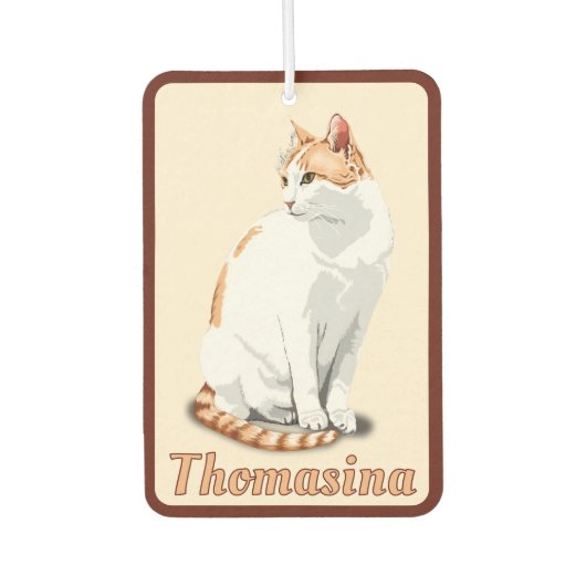 Oranje en Witte Kat Persoonlijk Luchtverfrisser (Voorkant)