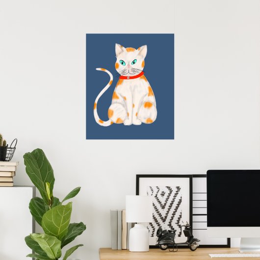 Oranje en witte kat Poster (Thuiskantoor)