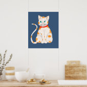Oranje en witte kat Poster (Keuken)