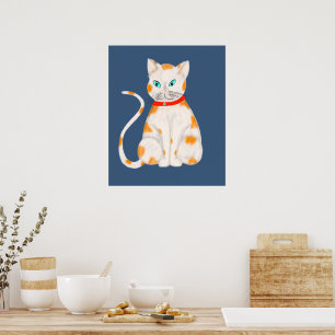 Oranje en witte kat Poster
