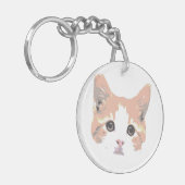 Oranje en witte kat sleutelhanger (Voorkant Links)