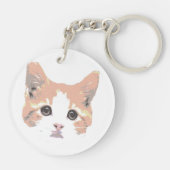 Oranje en witte kat sleutelhanger (Achterkant)
