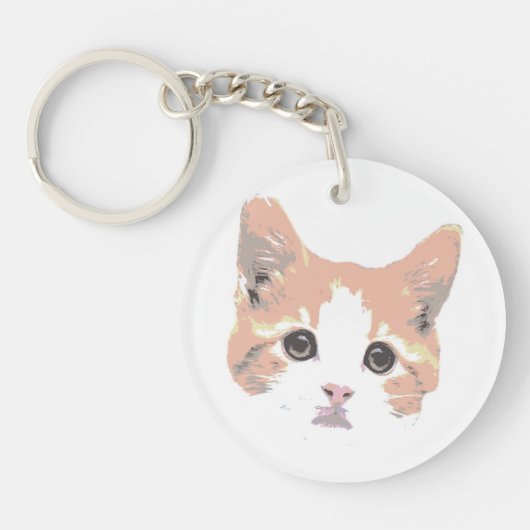 Oranje en witte kat sleutelhanger (Voorkant)