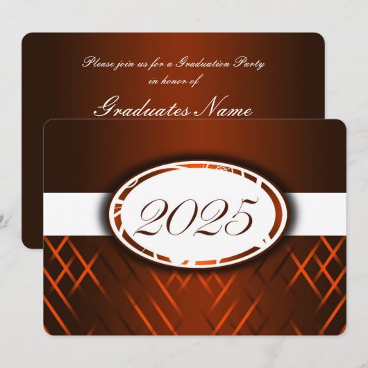 Oranje en witte klasse van 2025 kaart (Voorkant / Achterkant)