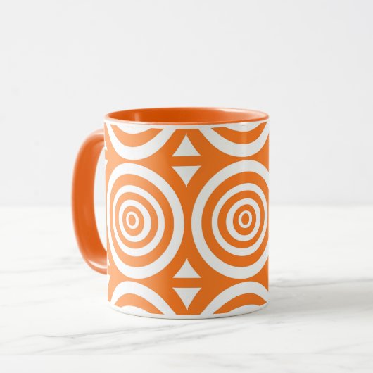Oranje en witte koffie Mok met Abstract patroon (Voorkant links)