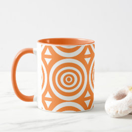 Oranje en witte koffie Mok met Abstract patroon