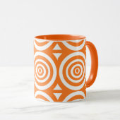 Oranje en witte koffie Mok met Abstract patroon (Voorkant rechts)