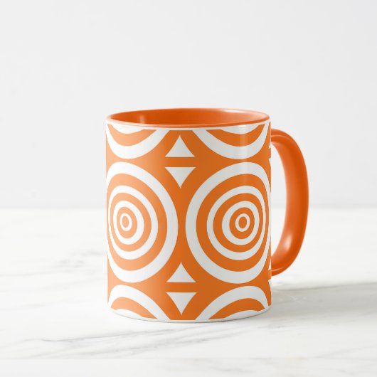 Oranje en witte koffie Mok met Abstract patroon (Voorkant rechts)