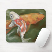 Oranje en witte koi met Mossy Stones Pastel Art Muismat (Met muis)