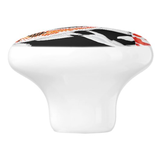 Oranje en witte Koi-vis Keramische Knop (Zijkant)