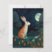 Oranje en witte konijn in het maanlicht notitiekaartje (Voorkant)