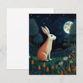 Oranje en witte konijn in het maanlicht notitiekaartje (Voorkant / Achterkant)