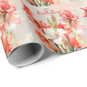 Oranje en witte lelies gelukkige verjaardag cadeaupapier (Rol Hoek)