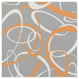 oranje en witte lussen op grijs geometrisch patroo stof