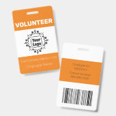 Oranje en witte op maat gemaakte logo vrijwilliger badge (Voor- en achterkant)