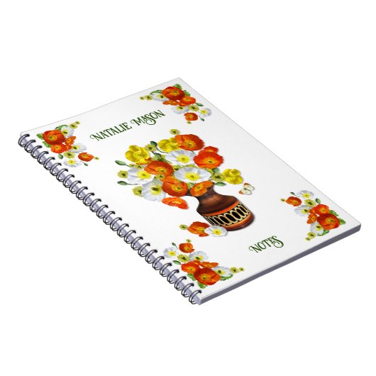 Oranje en Witte Papoea aangepaste tekstlaptop Notitieboek (Rechterzijde)