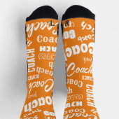 Oranje en witte, persoonlijke Coach Gift Name Art Sokken (Top)