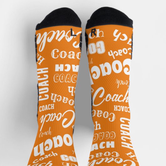 Oranje en witte, persoonlijke Coach Gift Name Art Sokken (Top)