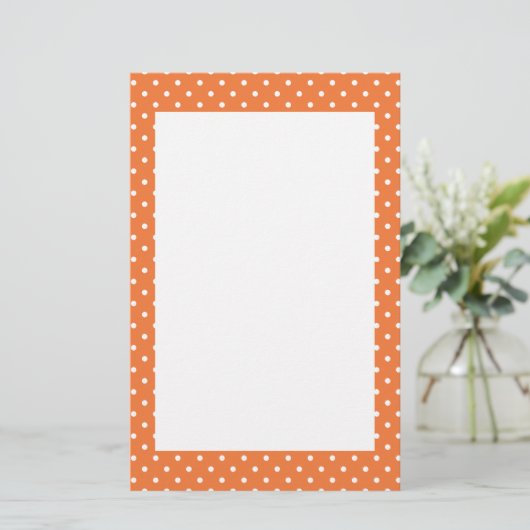 Oranje en witte poka Dot Briefpapier (Staand voorkant)