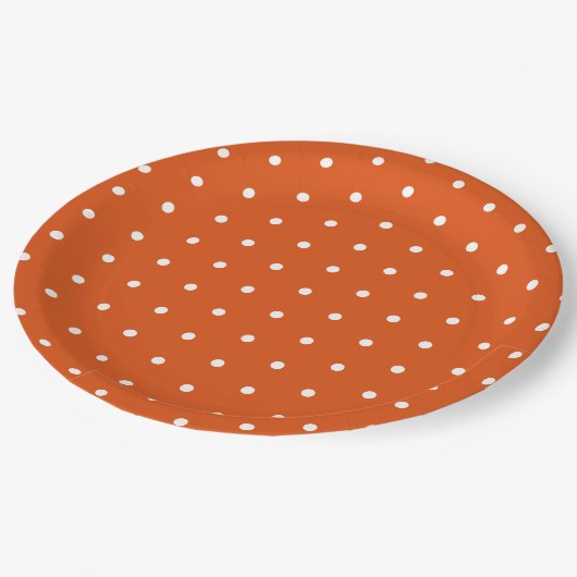 Oranje en witte poka Dot Papieren Bordje (Gekanteld)