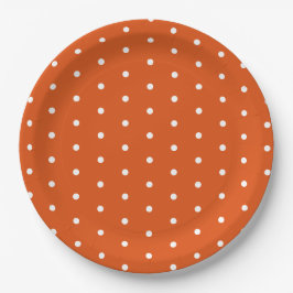 Oranje en witte poka Dot Papieren Bordje