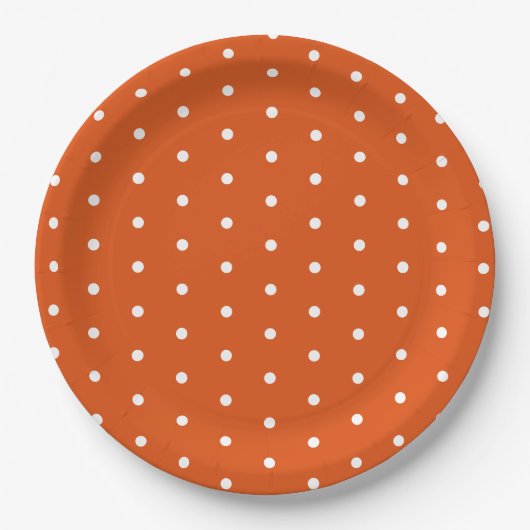 Oranje en witte poka Dot Papieren Bordje (Voorkant)