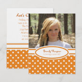 Oranje en witte poka Dot Party Invitation Kaart (Voorkant / Achterkant)