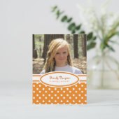 Oranje en witte poka Dot Party Invitation Kaart (Staand voorkant)