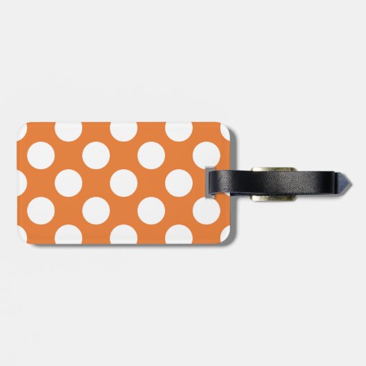 Oranje en witte poka Dots Bagagelabel (Achterkant horizontaal)