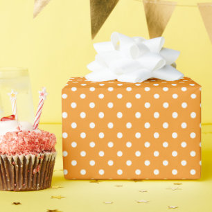 Oranje en witte poka Dots Cadeaupapier