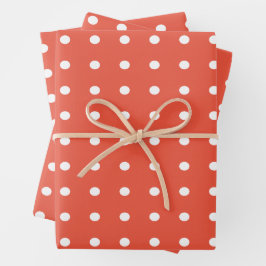 Oranje en witte poka Dots Inpakpapier Vel