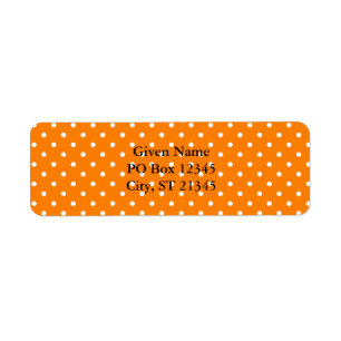 Oranje en witte polka stippen etiket