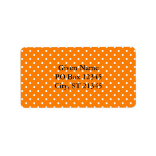 Oranje en witte polka stippen etiket