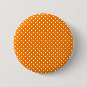 Oranje en witte polka stippen ronde button 5,7 cm