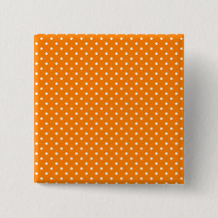 Oranje en witte polka stippen vierkante button 5,1 cm
