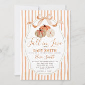 Oranje en witte pompoen Herfst in liefde Baby show Kaart (Voorkant)